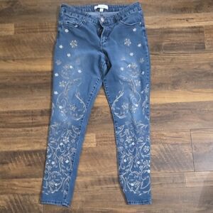 Vintage America Blue Floral Skinny Jeans